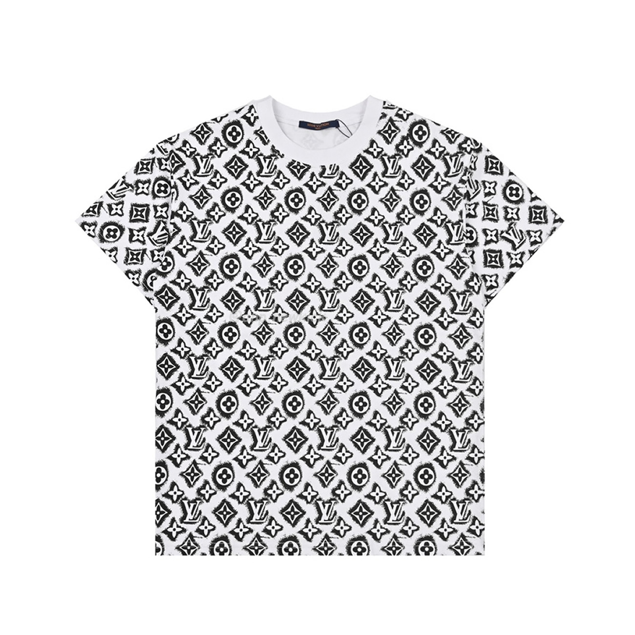 Louis Vuitton Full Print Presbyopia Logo Round Neck Short Sleeved T Shirt (1) - newkick.org